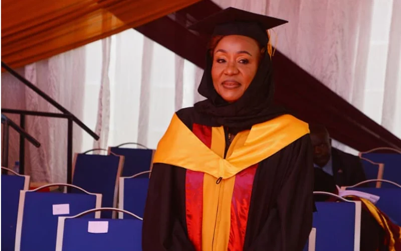 Senator Hamida Kibwana wearing academic regalia at her graduation